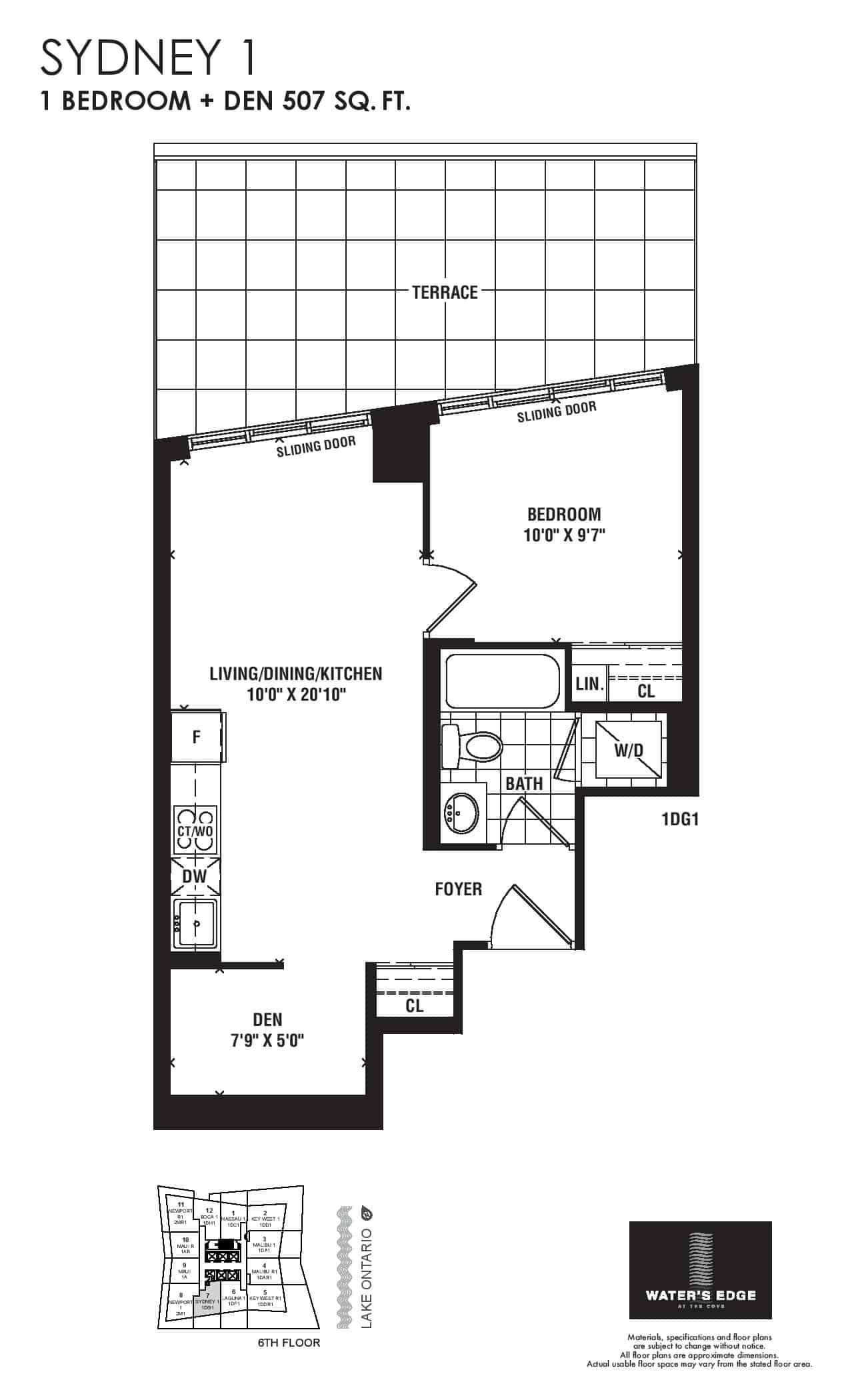 Water's Edge Condos Park Lawn & Lake Shore Floor Plans