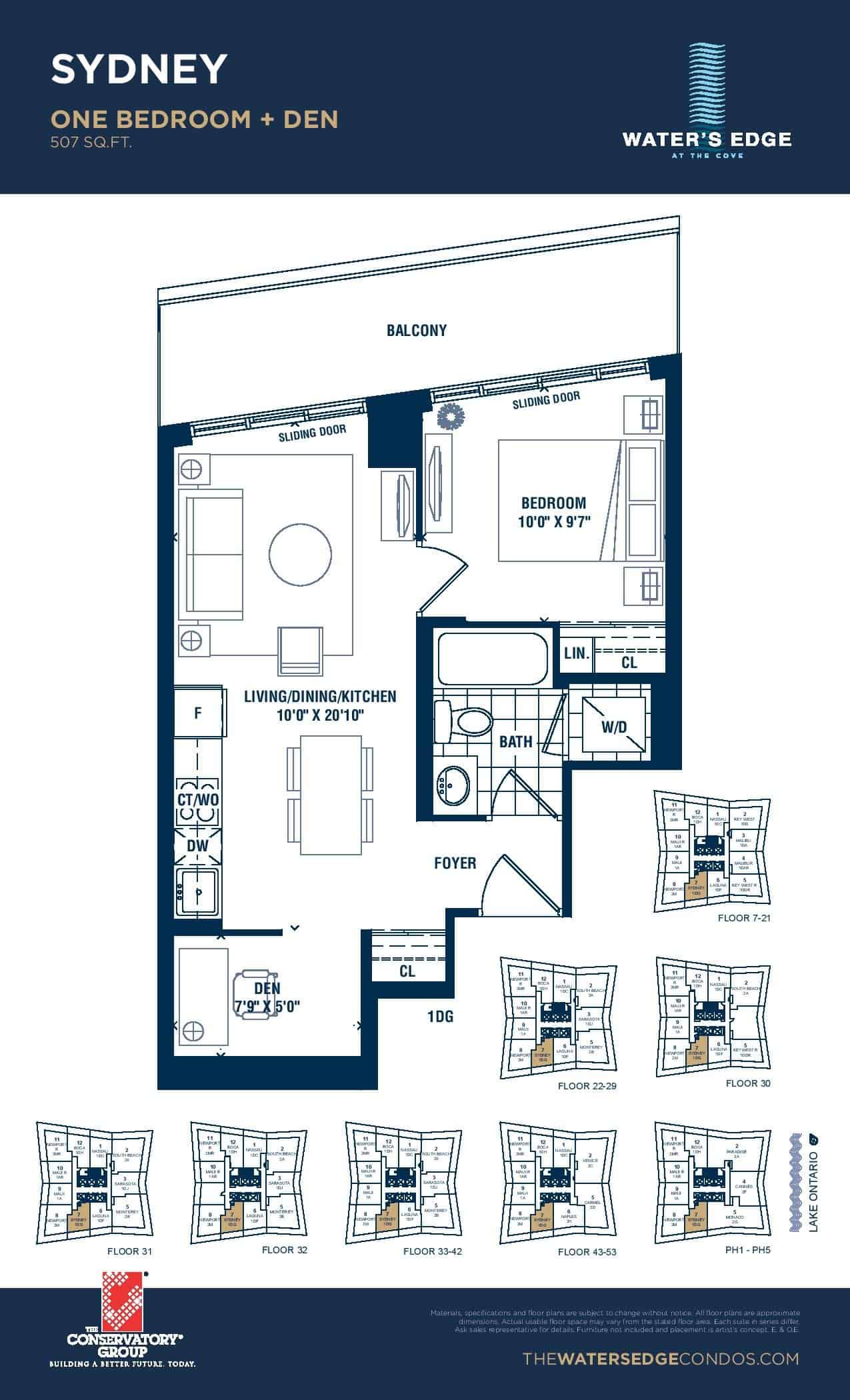 Water's Edge Condos Park Lawn & Lake Shore Floor Plans